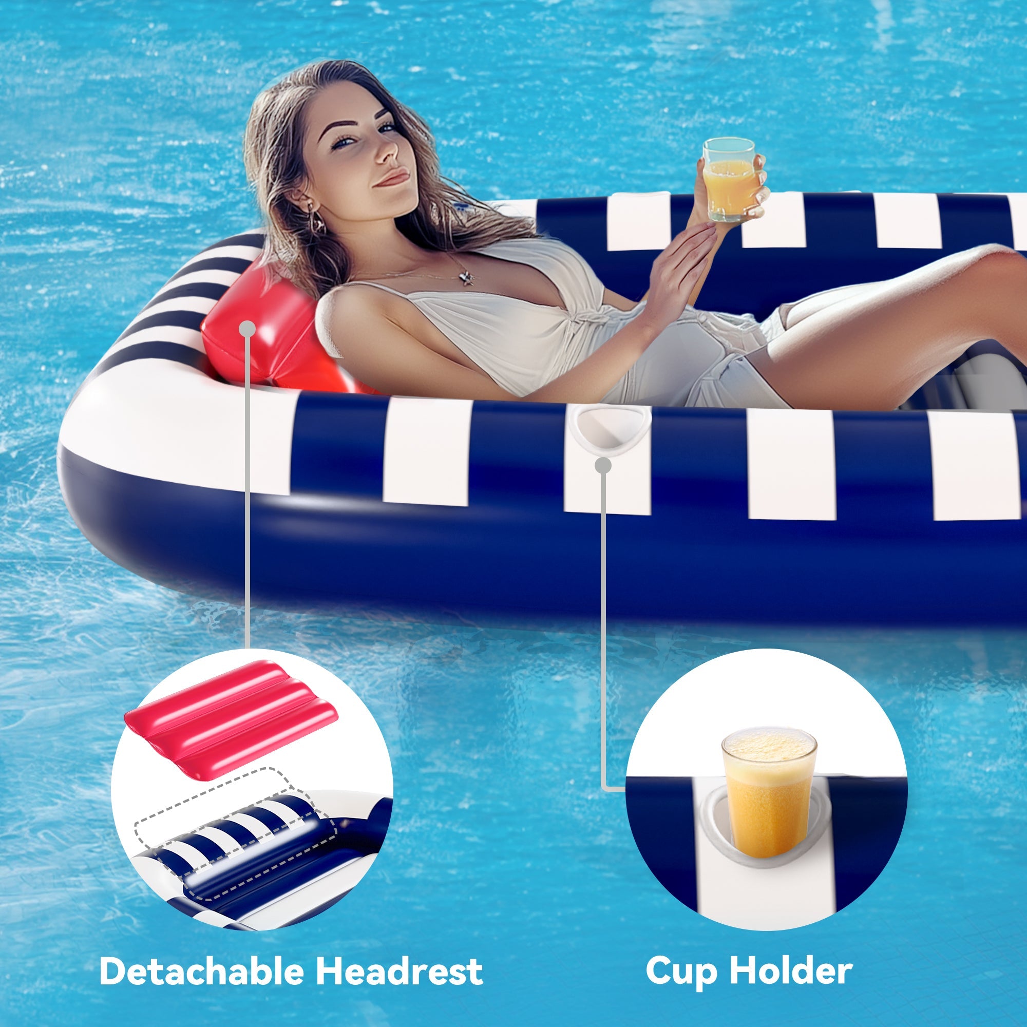Pool Wave Inflatable Pool Lounger Float (Blue)