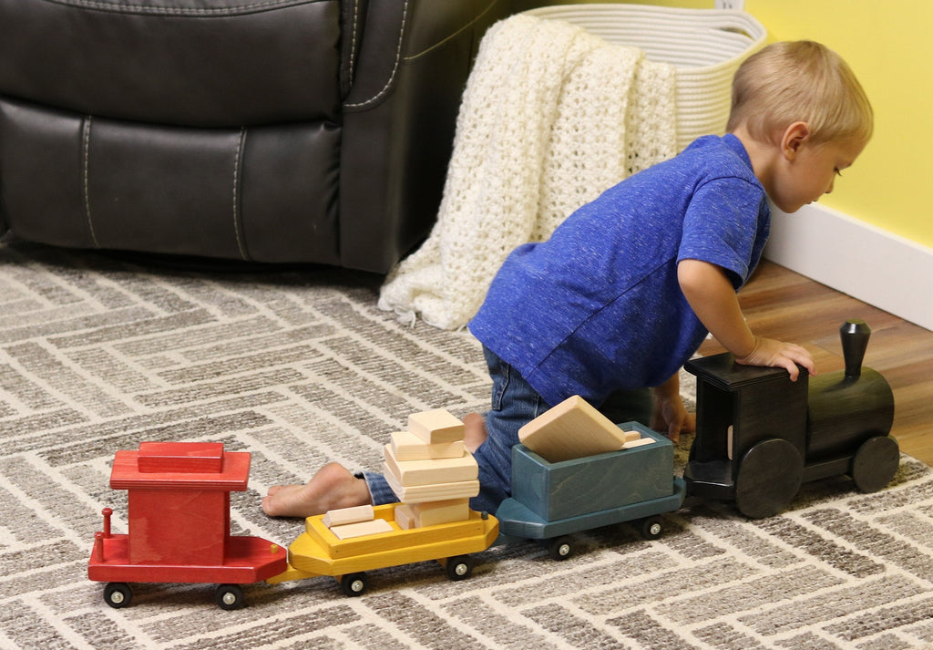 Large Wooden 40 Toy Train Play Set, Kid-Safe Finish, Amish-Made