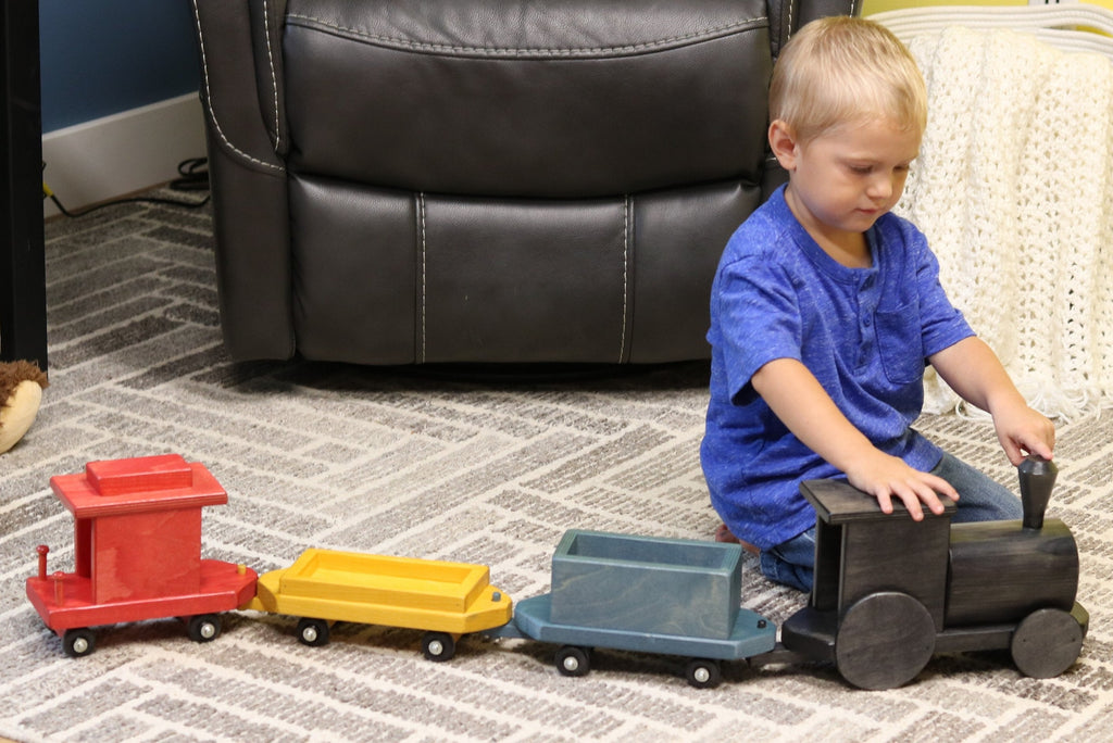 Large Wooden 40 Toy Train Play Set, Kid-Safe Finish, Amish-Made